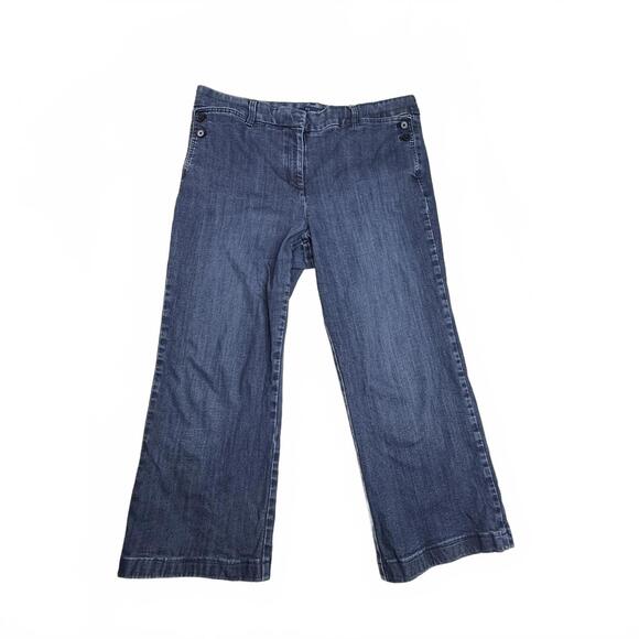 Women's Talbots cropped petite Wide Leg trouser Denim Jeans size 16P - Picture 1 of 6